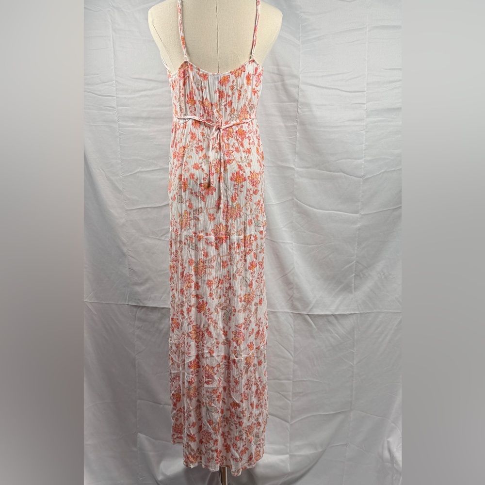 (M) SO Peach Floral Spaghetti Strap Stretch Skirt Maxi Dress - Picture 2 of 7